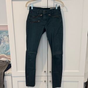 Rag & Bone Deep Green Zippered Skinny Pants